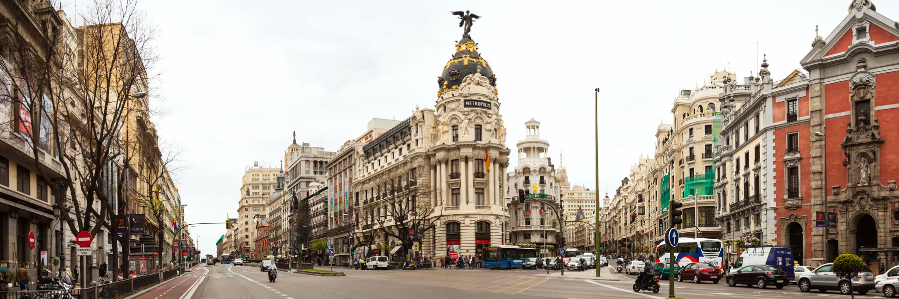 Street scene in the city of Madrid, Spain 