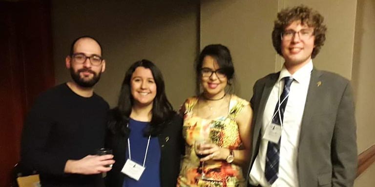 Giovanni Molina Rosario, Andrea Carrillo, Laís Lara Vanin, and Andrew Bartels attend the Kentucky Foreign Language Conference in 2019.