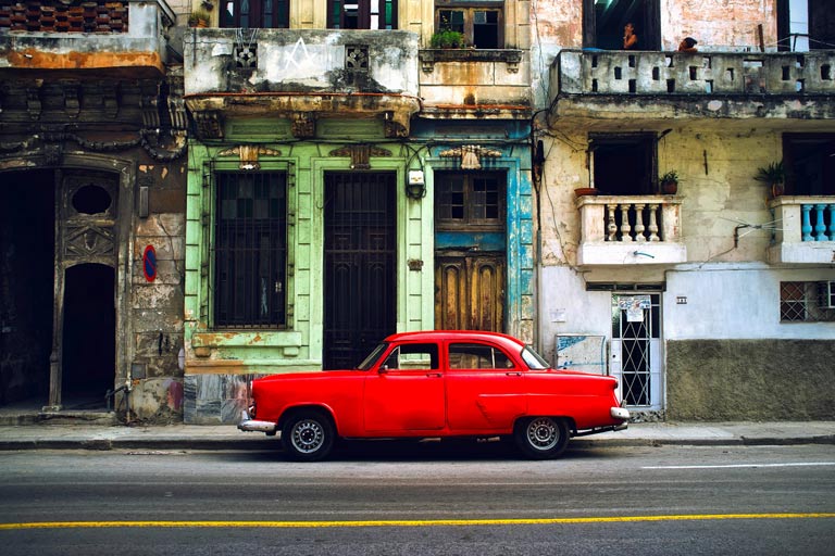 Vintage parked on the street in Havana, Cuba