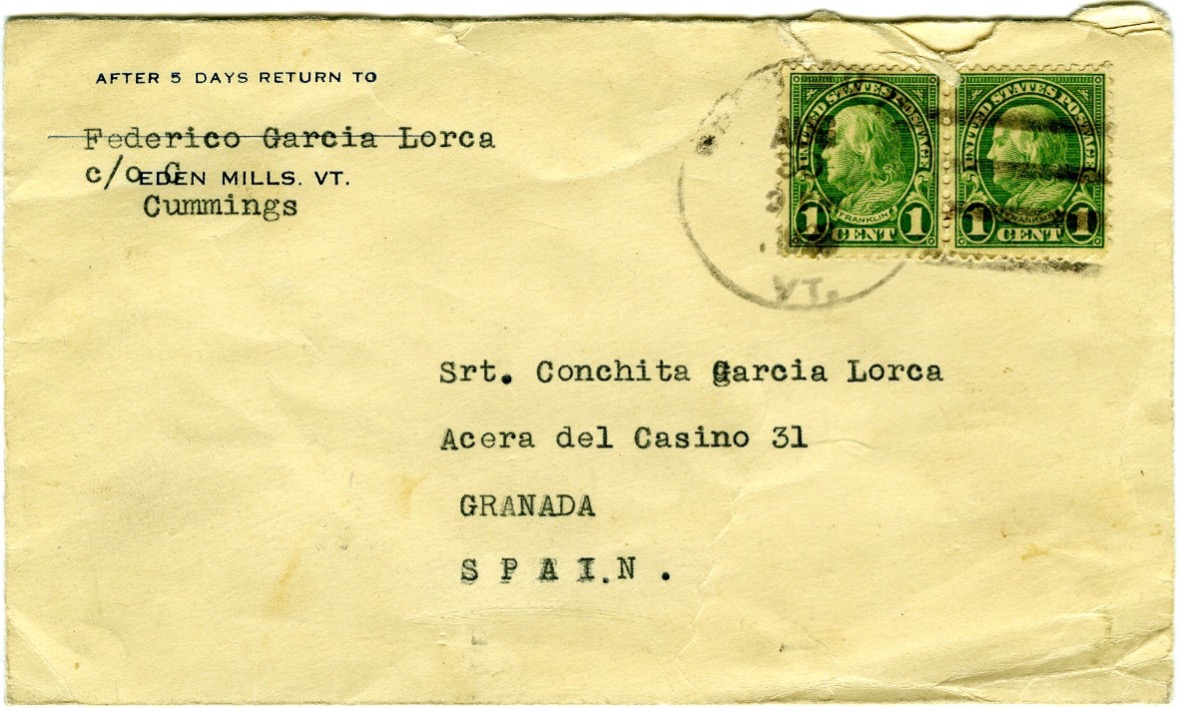 Envelope for letter from Federico García Lorca to his sister.