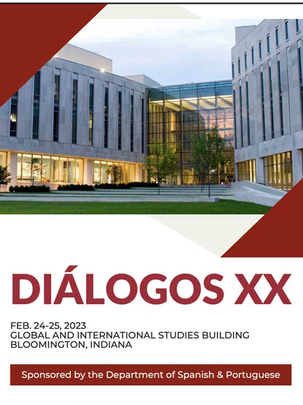 The cover of the Diálogos conference pamphlet, which features a photo of the SGIS building.